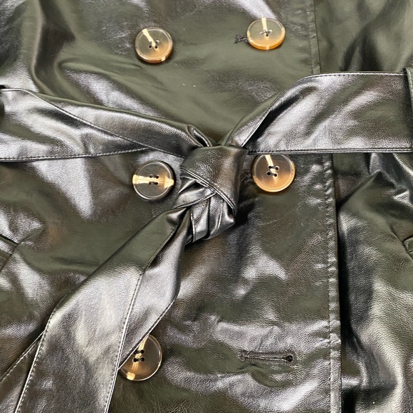 NWOT Boohoo Faux Leather Trench Coat - Picture 7 of 11